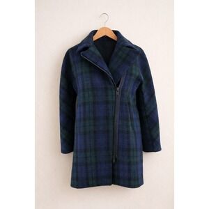 J.Crew Black Watch Tartan Wool Coat 6P Plaid Preppy Jacket + Free Ear Muffs